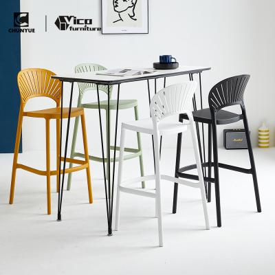 China Wholesale Modern Kitchen Designer Hollow Out Plastic High Backrest Bar Stool Chair for sale