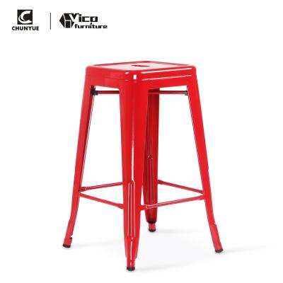 China Cafe Industrial Custom Restaurant Bistros Color Metal Outdoor Bar Stool for sale