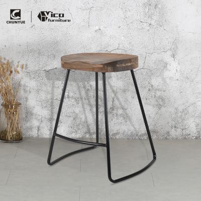 China Industrial french style metal barstool wood top bar stool for sale