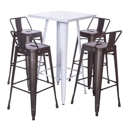 China Modern Industrial Outdoor Bistro Furniture Ba rhigh iron metal top table and stool chair set on sale for sale