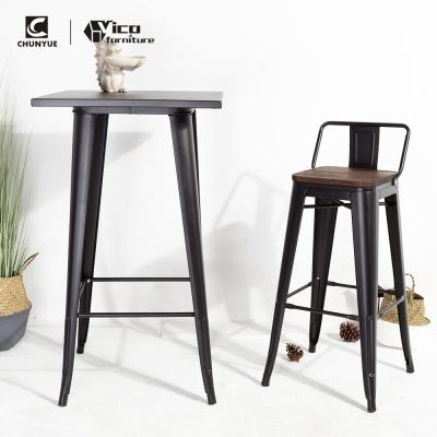 China Outdoor industrial metal coffee table bar restaurant cafe bar table and chairs sets with price list for sale