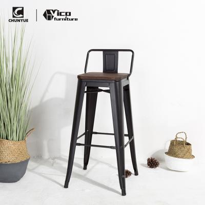 China Industrial Adjustable Vintage Factory Bar Metal Metal Stool Straight With Wood Cushion for sale