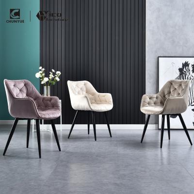 China Designer Upholstered Comfortable Upholstered Seat Dining Chair With Arms for sale