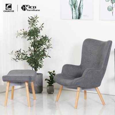 China Eco-friendly french decorative modern wood furniture fabric leisure lounge recliner arm lounge chair for sale for sale