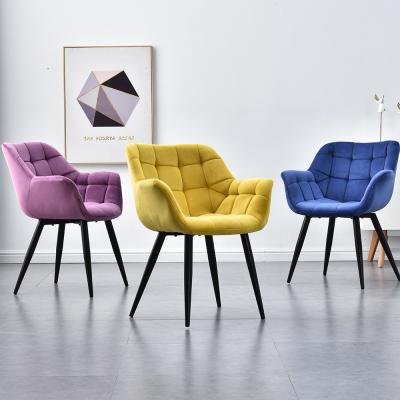 China Modern Design Colorful Purple Yellow Blue Upholstered Dining Room Chairs Price List for sale