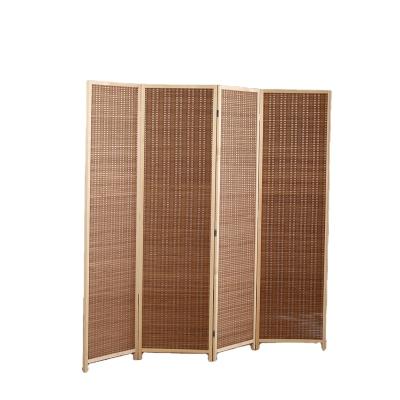 China Traditional Wooden Frame Room Dividers Screens Folding Removable Bamboo Room Divider Wall Screen for sale