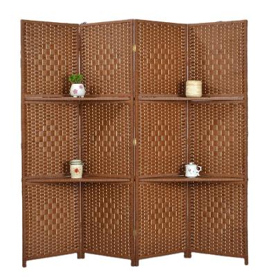 China Traditional Hot Sale Paper Rope Room Divider Screen For Dinner Room Decorative Wall With Display Stand for sale