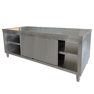 China Assemble Bench Cabinet Commercial Work Table Stainless Steel Kitchen Equipment Wholesale Customized Sliding Door For Storage Food Prep for sale