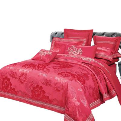 China 100% Luxury Disposable Cotton Bridal Bedding Set Color Jacquard Bedding Set Bedding for sale