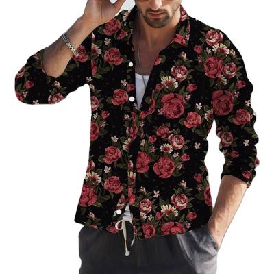 China Breathable Wholesale newest design digital floral printing teenager casual long sleeve shirts for men for sale