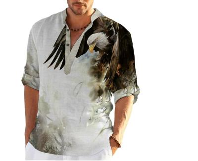 China Breathable 2023 Stylish design digital printing beach holiday pullover long sleeve shirts for men for sale