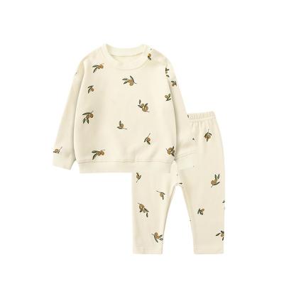 China Anti-wrinkle Wholesale high quality cotton baby unisex long sleeve tops and pants 2 pieces set newborn clothes for sale