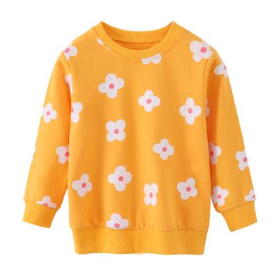 China Anti-wrinkle Hot sale newest design knitted sweatshirt girl long sleeve pullover shirt Floral printed tops for sale