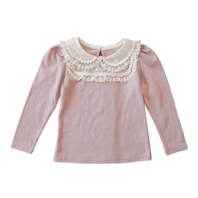 China Wholesale Breathable High End Fashion Collar Lace Long Sleeve Girl Polo Boutique Kids Clothes for sale