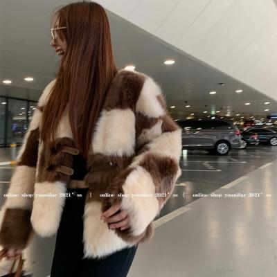 China Tosca Fur One Woman Breathable 2022 Lamb Fur Winter Coat Youth Checkerboard Shorts New for sale