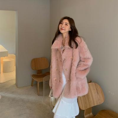 China Anti-wrinkle Spain imported lamb fur mid 2022 pink women's length long straight hair tuscany leather new coat fur coat for sale