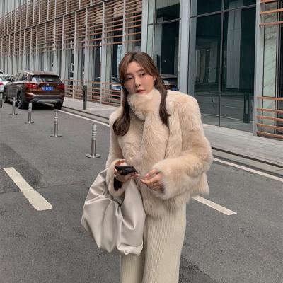 China 2022 New Autumn/Winter Youthful Anti-wrinkle Tuscan Fur One-piece Real Female Lamb Fur Short Apricot Fur Coat Fashion for sale