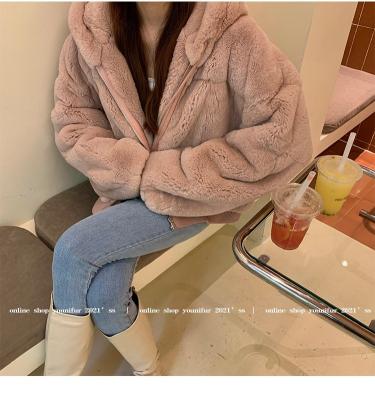 China Anti-wrinkle Rex Rabbit Fur Coat Hat New 2022 Young Female Short Autumn Winter Fur One Style for sale