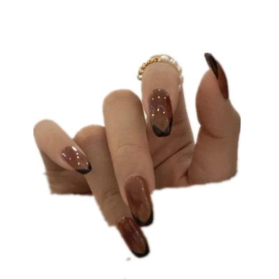 China B4 French Nail Salon Products 10pcs Professional Custom Nail Tips Transparent Full Cover Long Flat Nails Design Acrylic Nail for sale