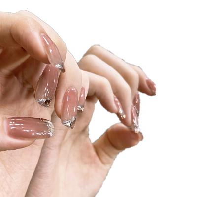 China Private Customized Design F9 Full Cover Fake Nail Tips Ballerina Coffin Long Form Artificial Press On French Nails High Quality Nail for sale