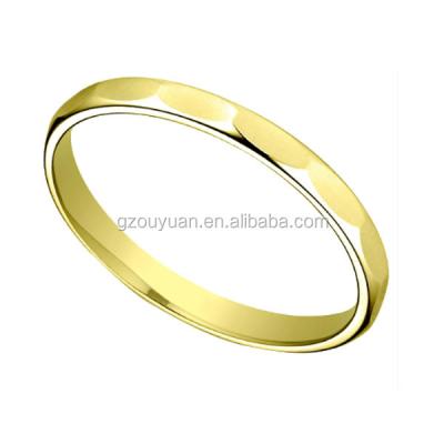 China TUNGSTEN Faceted Womens Wedding Ring In Yellow Gold , 2MM High Polished Tungsten Rings Modern Look for sale