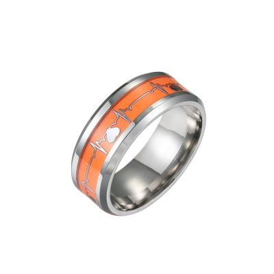 China Comfort Fit Ring Tungsten Steel Heartbeat Ring Luminous Glowing Jewels for sale