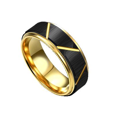 China Fashion TRENDY New Model Wedding Ring Gold Tungsten Carbide Ring for sale