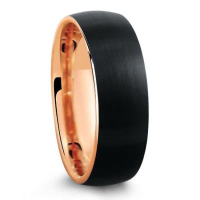 China Classic Tungsten Ring Rose Gold Plated Carbide Fashion Ring for Men for sale