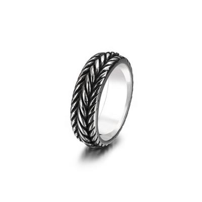 China Factory direct single twist punk chain titanium steel ring for unisex for sale