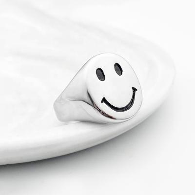 China Personality Simple Smiley Face Stainless Steel Titanium Simple Ring for sale