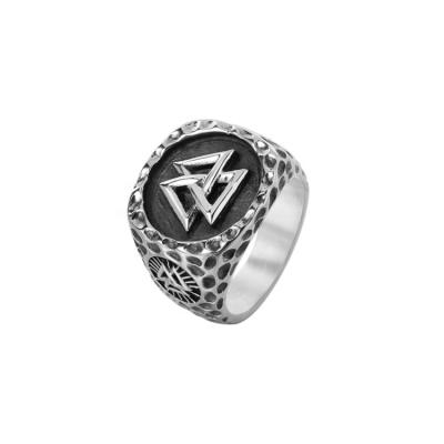 China Nordic Hiphop Men's Viking Triangle Titanium Steel Casting Ring for sale