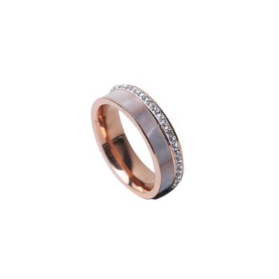 China Hot Sale Fashion Romantic Elegant White Shell Inlay Titanium Rings for sale