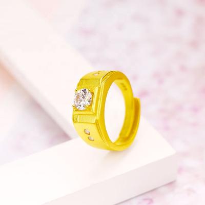 China Simple Design CLASSIC Mens Diamond 24k Gold Plated Minimalist Rings for sale