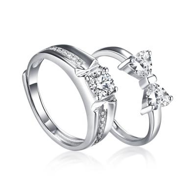 China Comfort Fit True Love Simple Wedding Set Couple 925 Sterling Silver Zircon Rings for sale