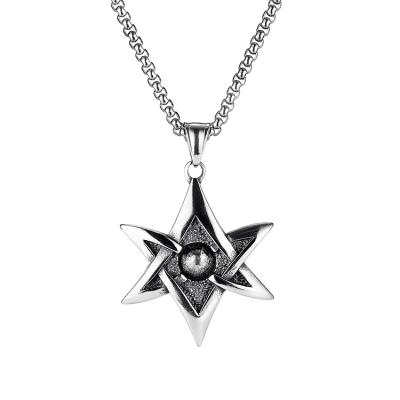 China Hiphop Factory Wholesale Six-pointed Star Steel Chain Stainless Necklace for sale