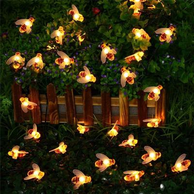 China New Outdoor Fence Solar Powered Patio Christmas Garland Lights Garden Honey Bee Led String Fairy Bees Cute Bee Light 20leds 50leds for sale