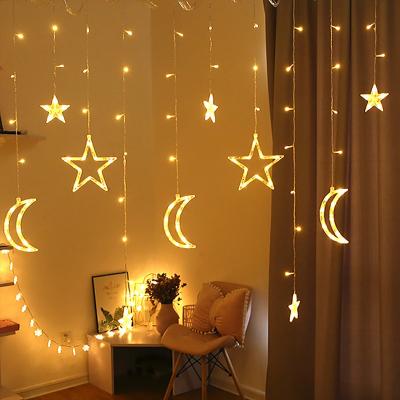 China String Eid Mubarak Decoraion For Home Light Moon Star Led String Garland Islamic Muslim Party Al Adha Ramadan Christmas Curtain Light Decor for sale