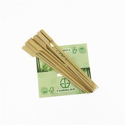 China Teppo Stick Meat Food Disposable Easily Cleaned Bamboo 12 Inch Flat Skewer For Burgers With Head for sale