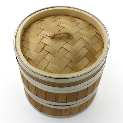 China Set Two Stocked Carbonized 10 Inch 2 Tier Basket Gold Supplier Bamboo Steamer With Mold for sale