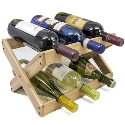 China Natural Material Plant Bamboo 2 Tier Wine Bottle Rack Rack For Home Bar Storage for sale