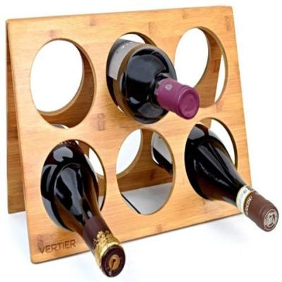 China 6 Bottle Wine Rack Kitchen Storage Bamboo Holder Stable Cruciform Bamboo Rack Kitchen Tableware Household Quality Natural Wine Material for sale