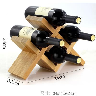 China Natural Material Original Design Freestanding Bamboo Wine Rack Stand for 3 Standard-Size Bamboo Wine Bottles with Handle for sale