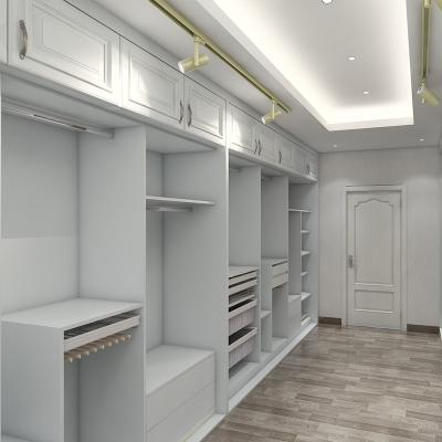 China White color design melamine wardrobe without adjustable (height) customer built in bedroom for sale