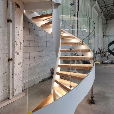 China Modern Australian Spiral Staircase Interior Staircase With Wood Tread And Led Light Staircase for sale