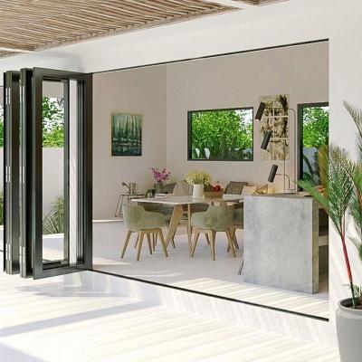 China Minimalist Aluminum Glass Door China Bi Fold Balcony Sliding Partition Folding Interior Doors for sale