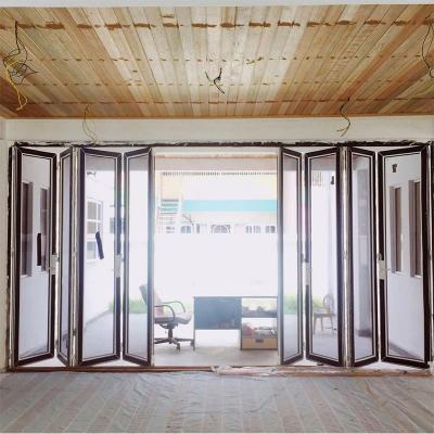 China Minimalist Gs Folding Doors Kitchen Bi Fold Aluminum Interior Glass Patio Door for sale