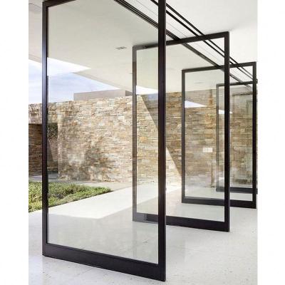 China Minimalist Glass Acrylic Low E With Front Door Designs Aluminum Photo Aluminum Slatted Pivot Doors Front Door Entry for sale