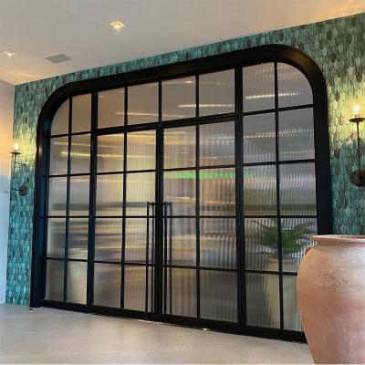 China Hot Selling French Minimalist Slim Narrow Doors Casement Aluminum Swing Door Frosted Toilet Glass Door for sale