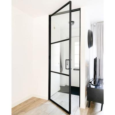 China Double french aluminum glass swing door for kitchen, toilet door design bathroom aluminum door for sale