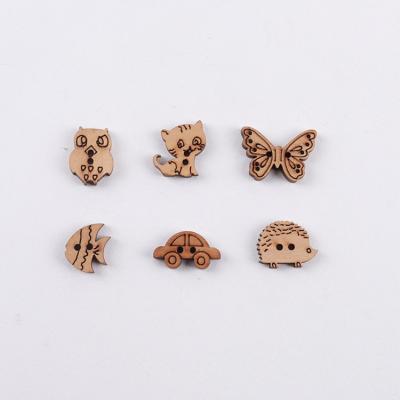 China Other Natural Color Diy Accessories Owl Butterfly Rabbit Style Animal Design Sewing Wooden Children Four Button for sale